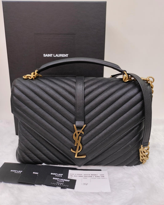 YsL College Large Chevron Black GHW 2020