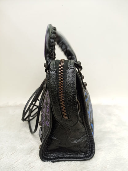 Balenciaga Mini City Classic Graffiti Black Bleu Violet RGHW 2018