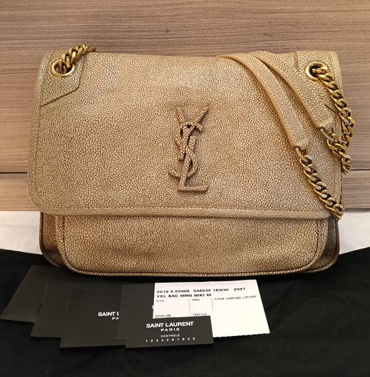 YsL Niki Medium Stingray Embossed Beige GHW 2019