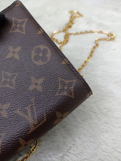 LV Flore Chain Wallet Monogram Rose Ballerine 2020