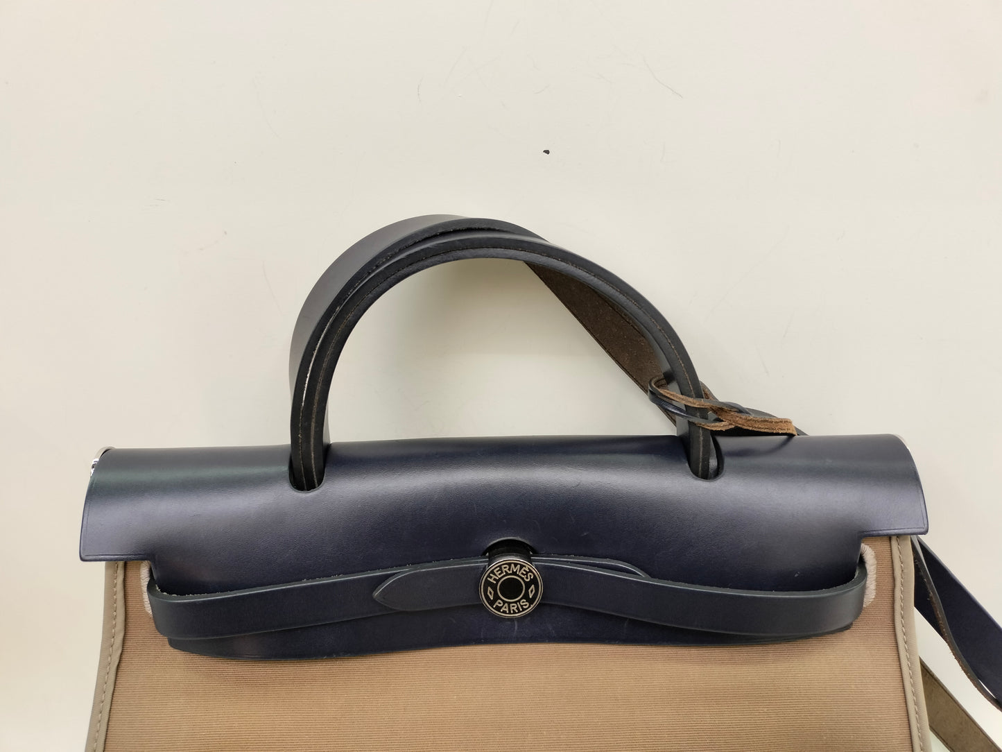 HB31 Zip Canvas Etoupe Flap Bleu Indigo PHW #C