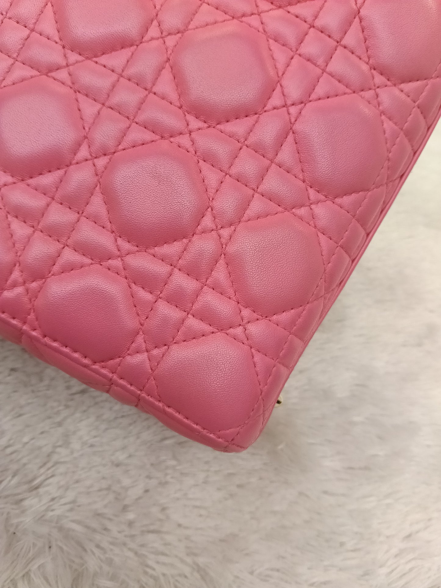 Lady Dior Small Lamb Fuchsia GHW 2018