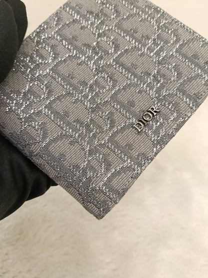 Dior Bifold Wallet Oblique Jacquard Ruthenium Grey Silver