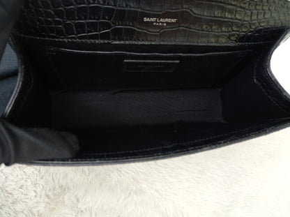 YsL Kate Tassel Medium Croco Embossed Black SHW 2018