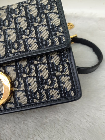 Dior Montaigne 30 Chain Flap Oblique Navy GHW 2020