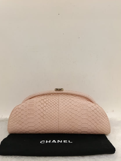 Chanel Timeless Clutch Python Pink Peach SHW #14
