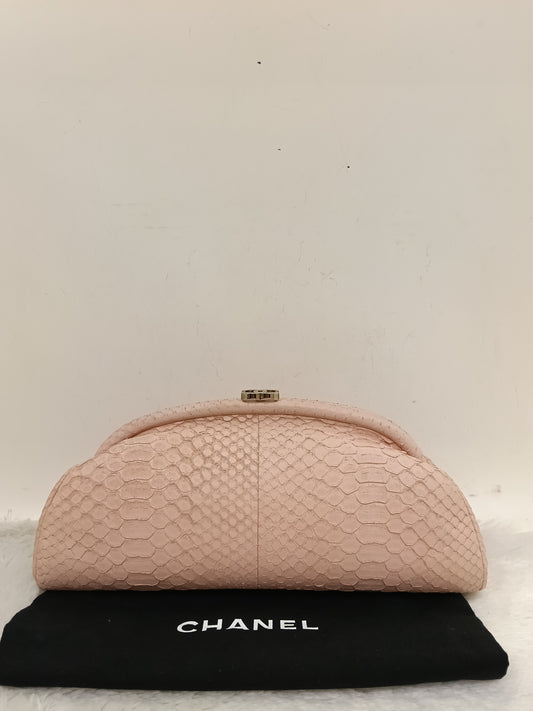 Chanel Timeless Clutch Python Pink Peach SHW #14