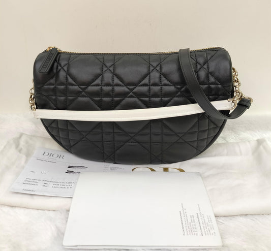 Dior Vibe Medium Cannage Lamb Black White GHW 2022