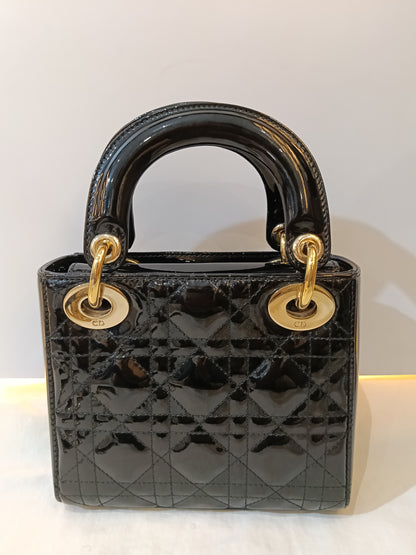 Lady Dior Mini Patent Black GHW 2016