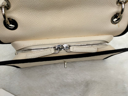 Chanel Flap Caviar White Black SHW #25