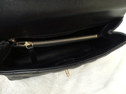 Chanel Coco Handle Medium Caviar Black Handle Lizard GHW #23