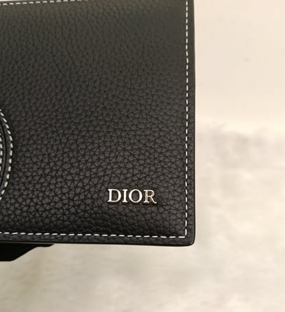 *Neverbeen Used* Dior Bifold Wallet Saddle Grained Calfskin Marquetry Black 2023