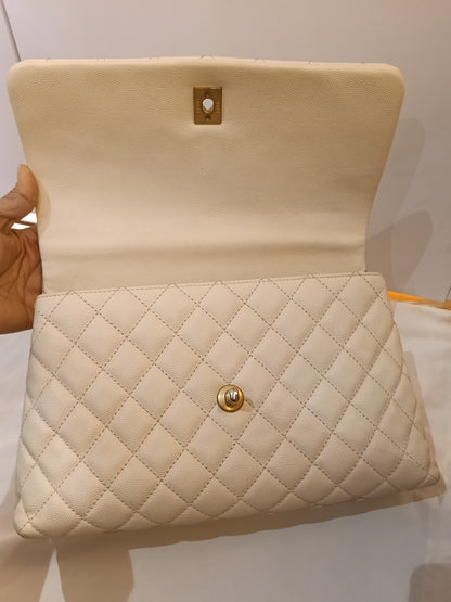 Chanel Coco Handle Medium Caviar Ivory GHW #24