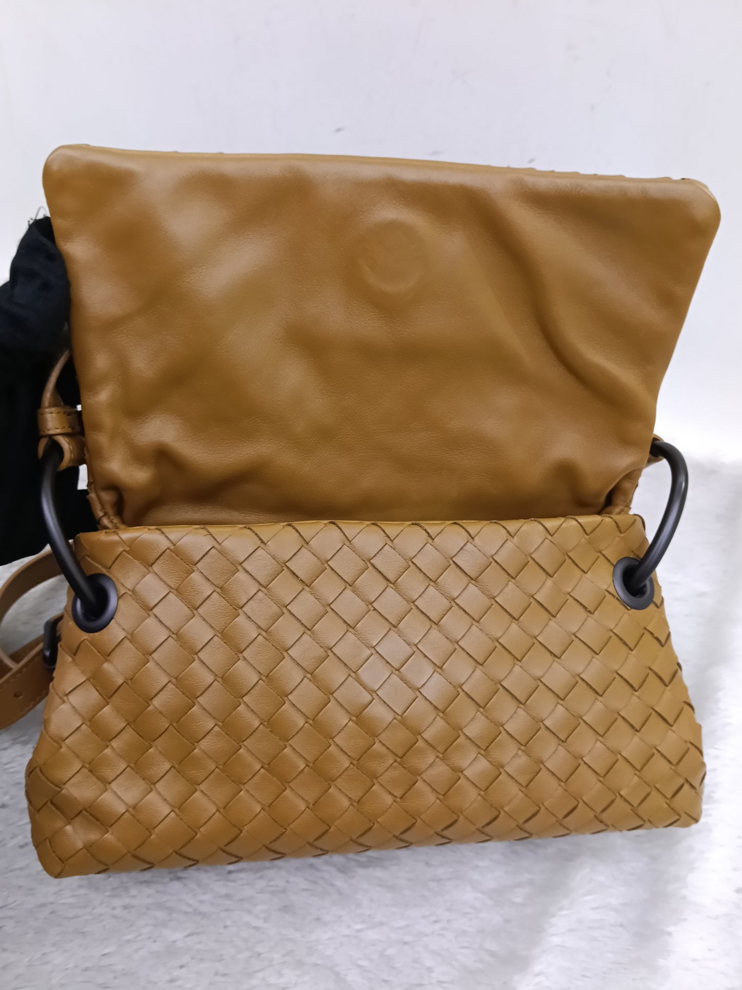 Bottega Veneta Nappa Intrecciato Flap Crossbody Camel RHW