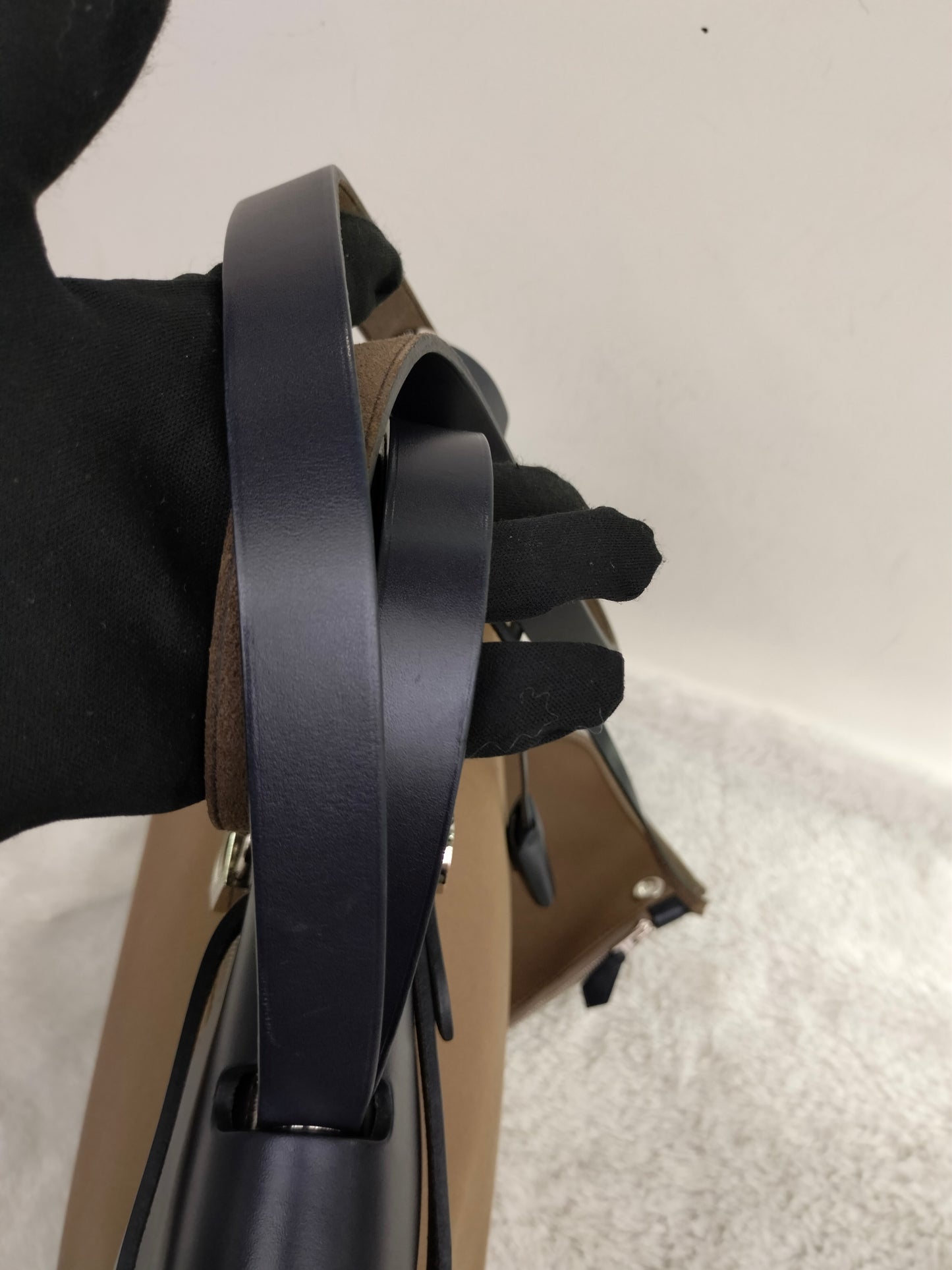 HB31 Zip Canvas Etoupe Flap Bleu Indigo PHW #C