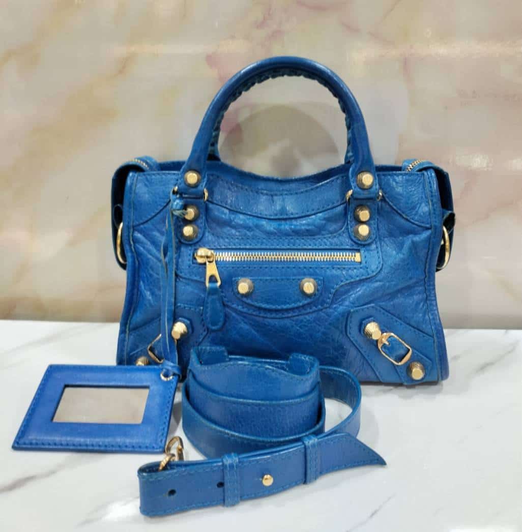 Balenciaga Mini City Blue GHW 2015