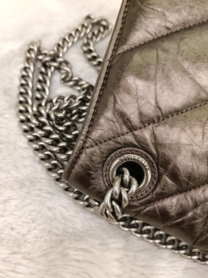 Balenciaga Small Crush Chain Padded Crinkled Dark Bronze SHW 2023