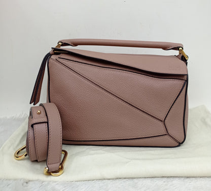 Loewe Puzzle Small Grained Dark Blush GHW 2021