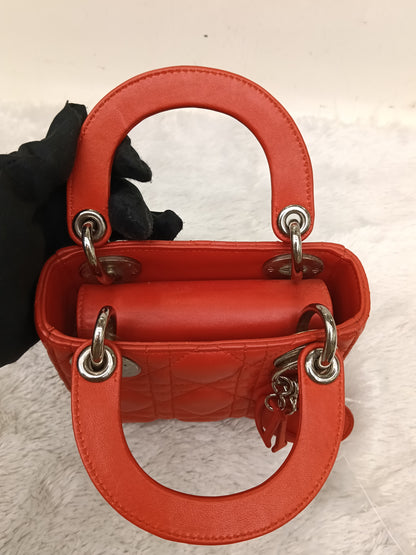 Lady Dior Micro Lamb Red SHW 2017
