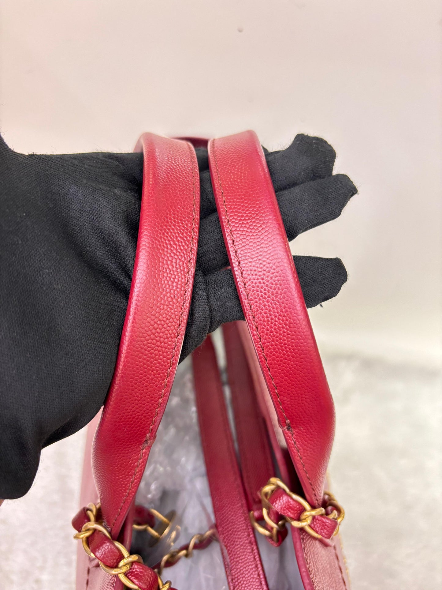 Chanel Deauville Small Caviar Studded Burgundy GHW #26