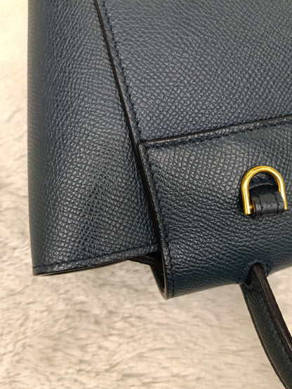 Celine Nano Belt Grained Abyss Blue GHW 2018