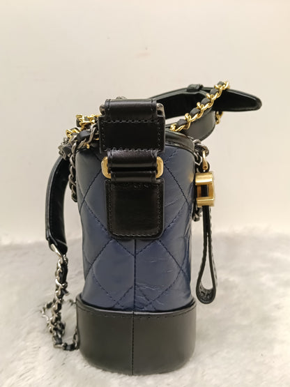 Chanel Gabrielle Small Calfskin Navy Black #27