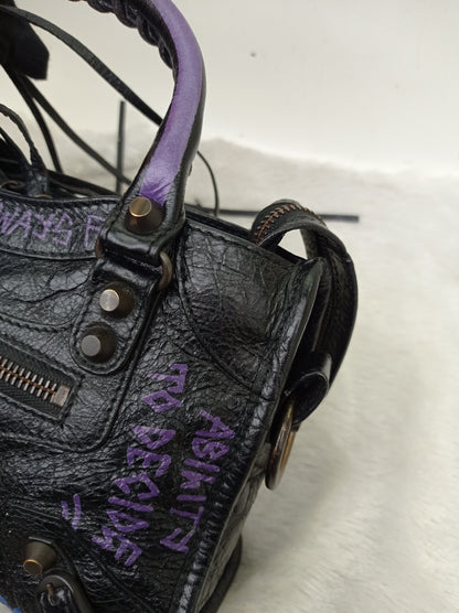 Balenciaga Mini City Classic Graffiti Black Bleu Violet RGHW 2018
