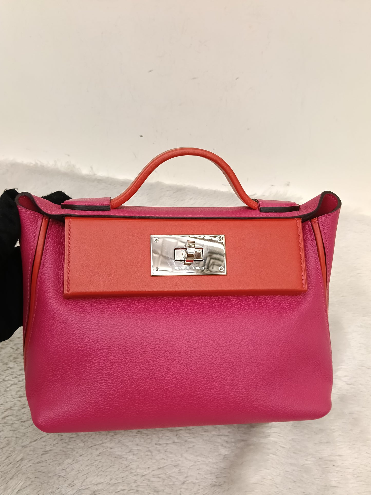 Hermes 2424 Mini Evercolour Swift Rose Mexico Rouge De Coeur PHW #Z