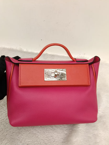 Hermes 2424 Mini Evercolour Swift Rose Mexico Rouge De Coeur PHW #Z