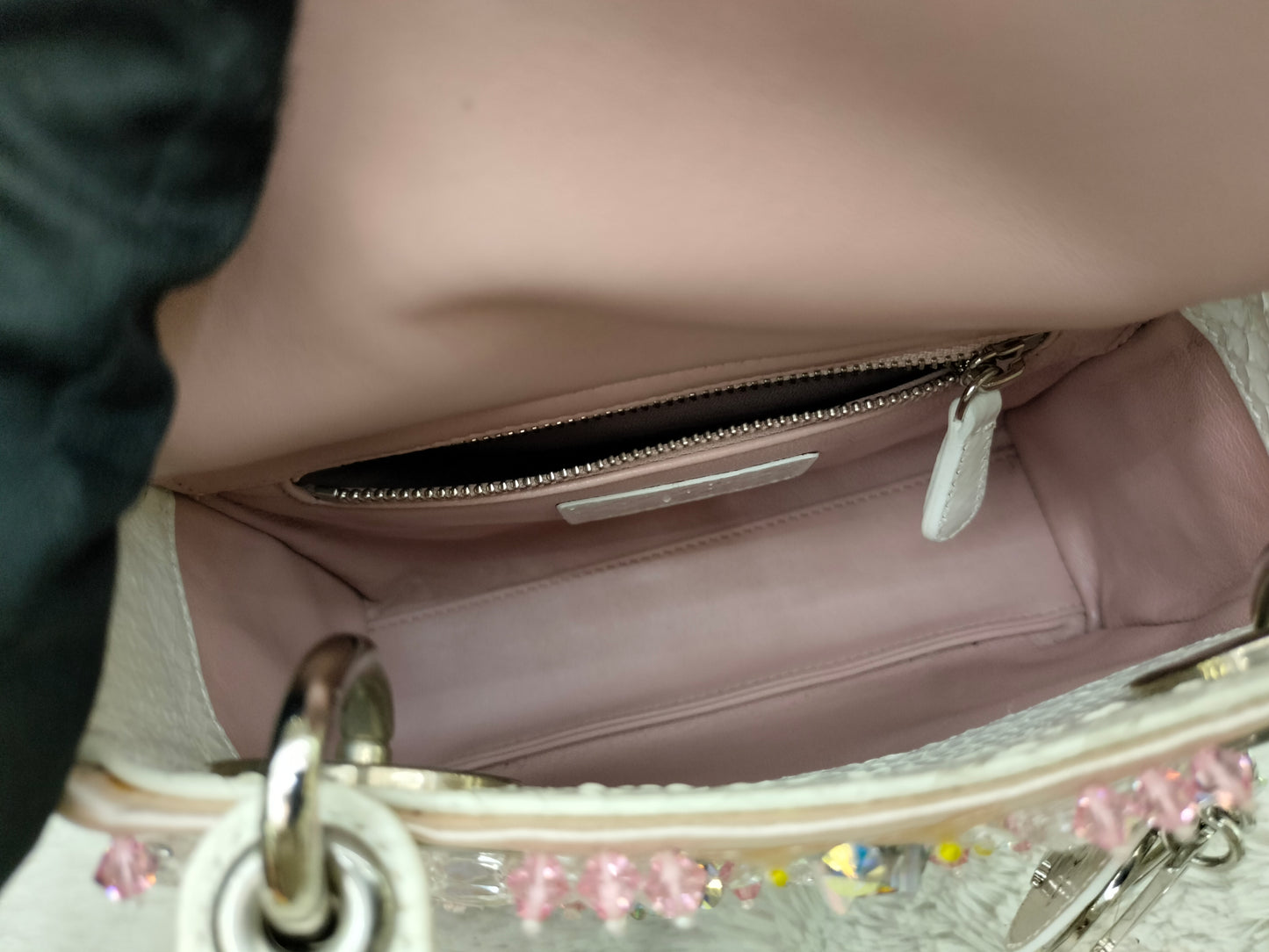 Lady Dior Mini Cannage Crystal Satin Pink Handle Python SHW 2016