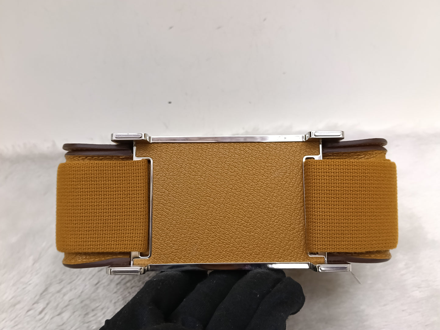 Hermes Geta Chevre Mysore Sangle Caramel PHW #B