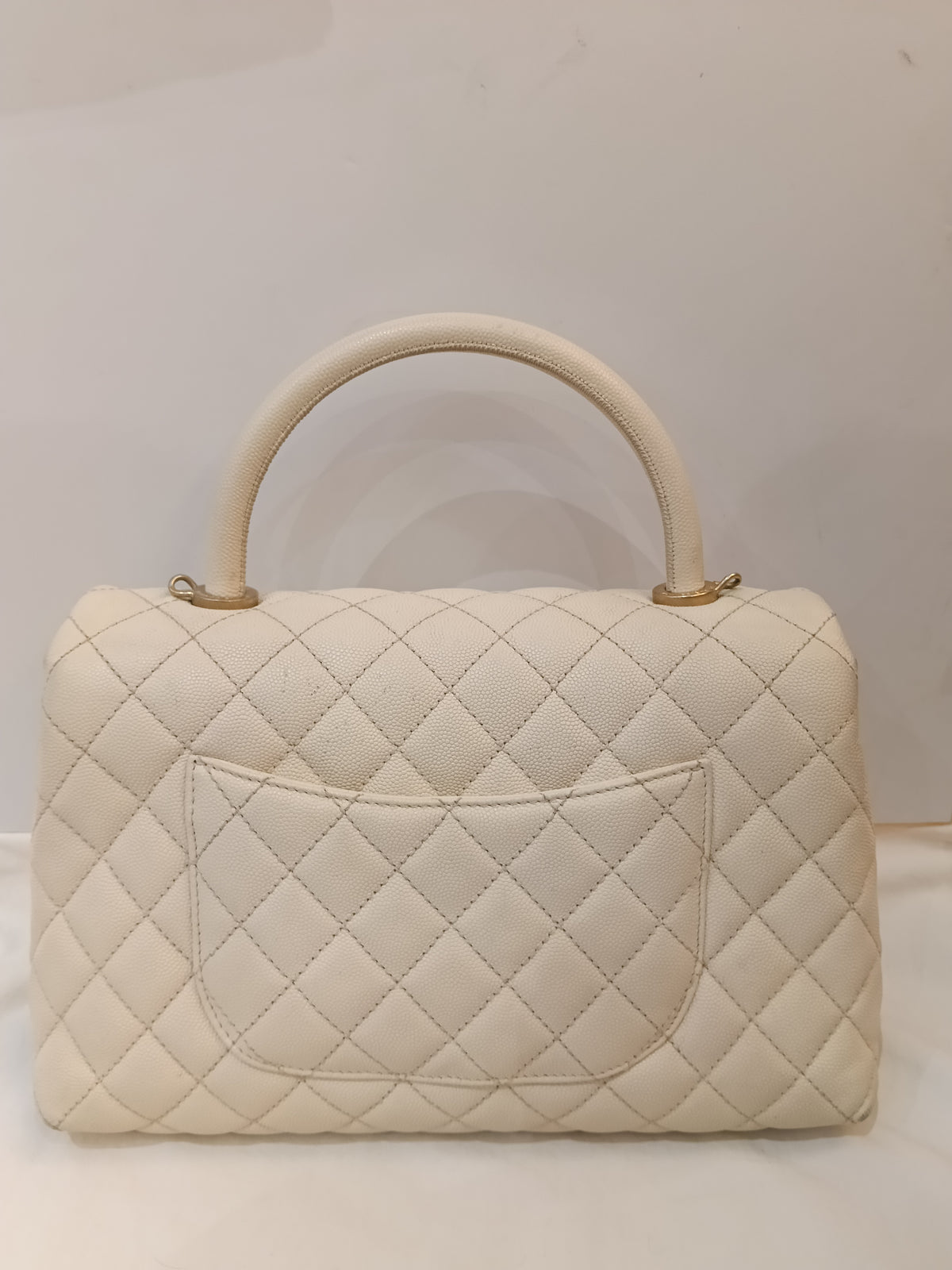 Chanel Coco Handle Medium Caviar Ivory GHW #24