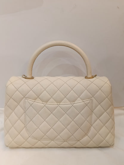 Chanel Coco Handle Medium Caviar Ivory GHW #24