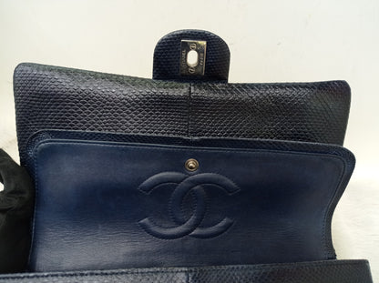Chanel Medium Karung Snake Skin Navy SHW DF #14