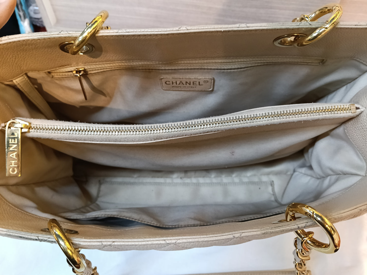 Chanel GST Caviar Beige GHW #16