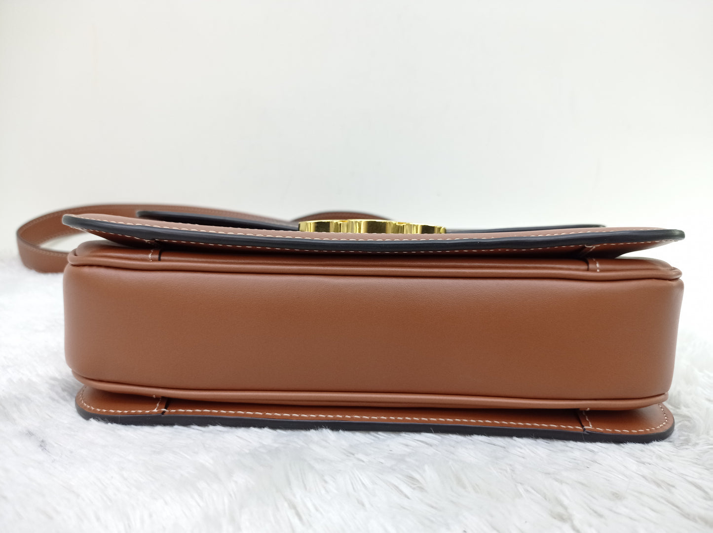 Celine Triomphe Medium Canvas Calfskin Border Tan GHW 2021