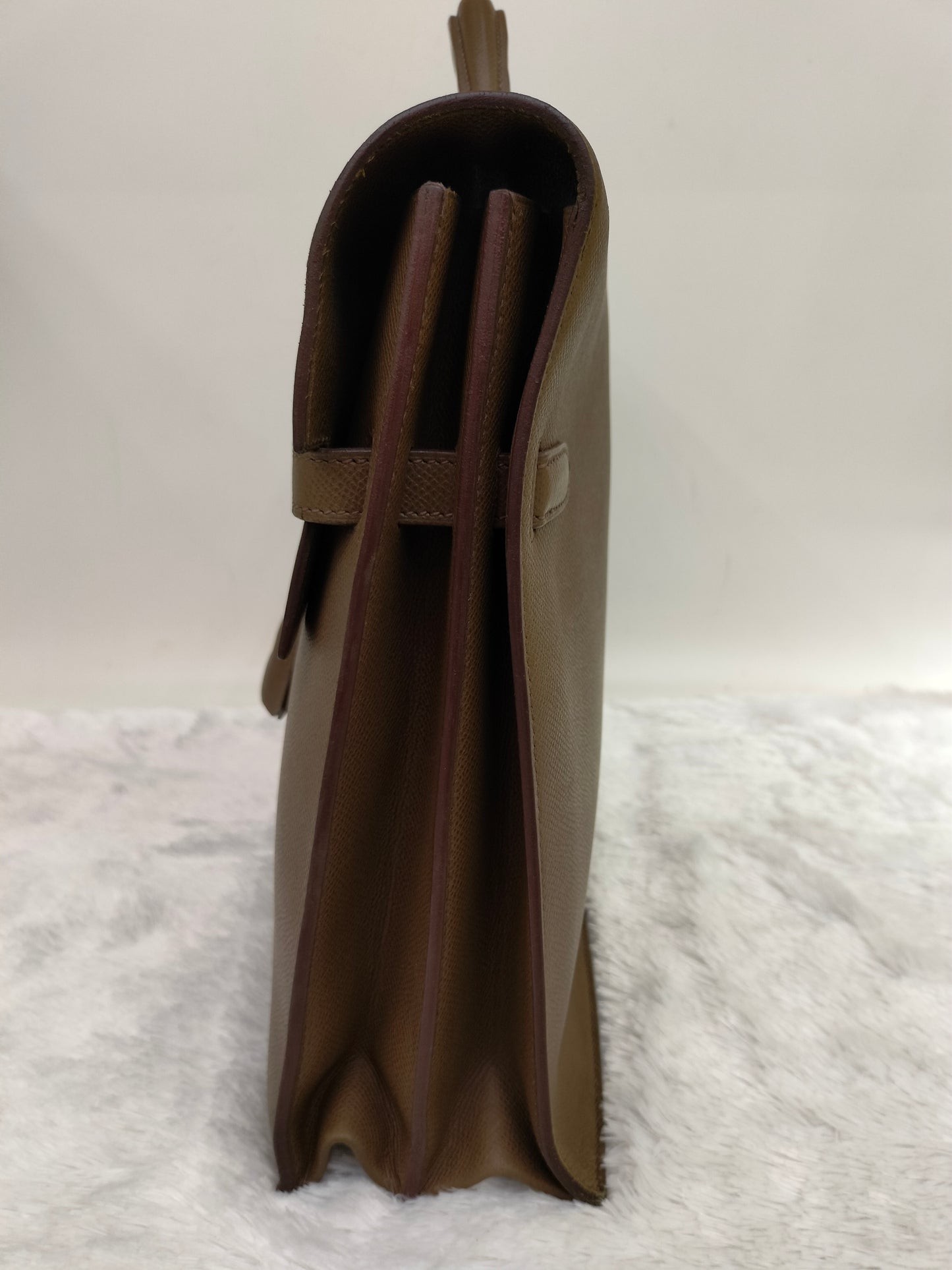 Hermes Kelly Depeches Briefcase Epsom Etoupe PHW #K square