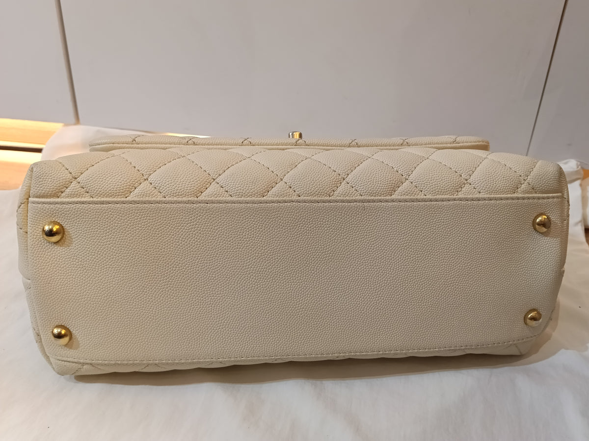 Chanel Coco Handle Medium Caviar Ivory GHW #24