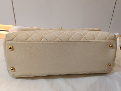 Chanel Coco Handle Medium Caviar Ivory GHW #24