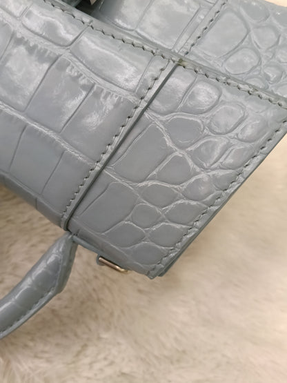 Balenciaga Hourglass XS Top Handle Croco Blue Grey SHW 2021