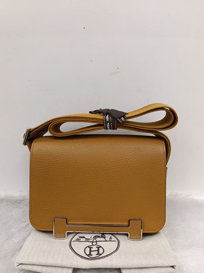 Hermes Geta Chevre Mysore Sangle Caramel PHW #B