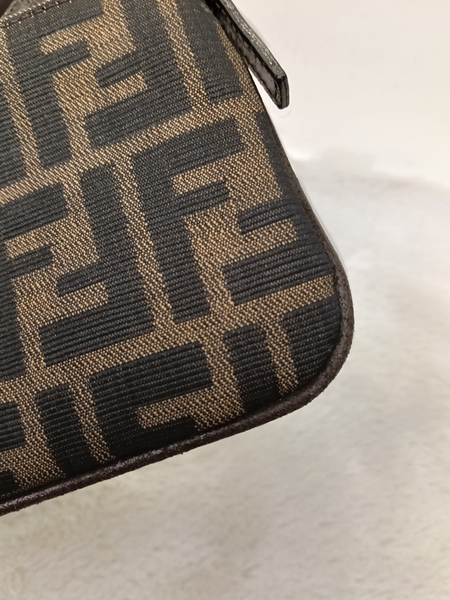 Fendi Pochette Flap Tobacco Zucca Canvas Brown SHW