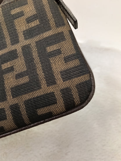 Fendi Pochette Flap Tobacco Zucca Canvas Brown SHW