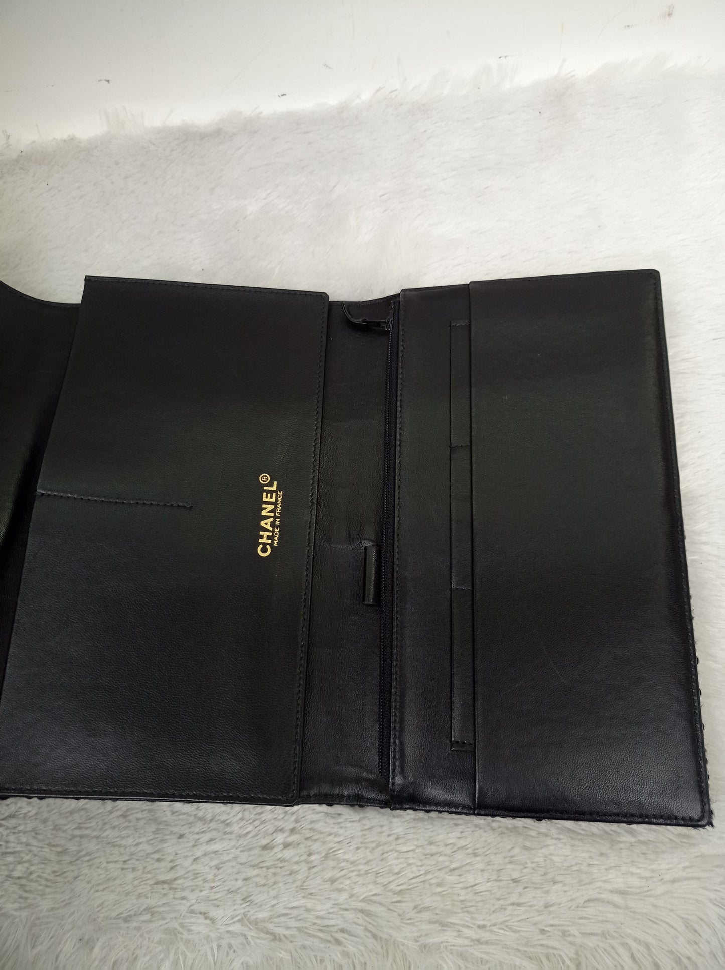 Chanel Clutch Tweed Leather Lamb Chocolate Bar Camelia Black GHW #7