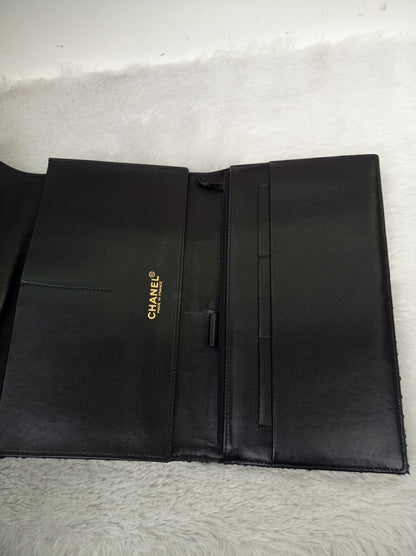 Chanel Clutch Tweed Leather Lamb Chocolate Bar Camelia Black GHW #7