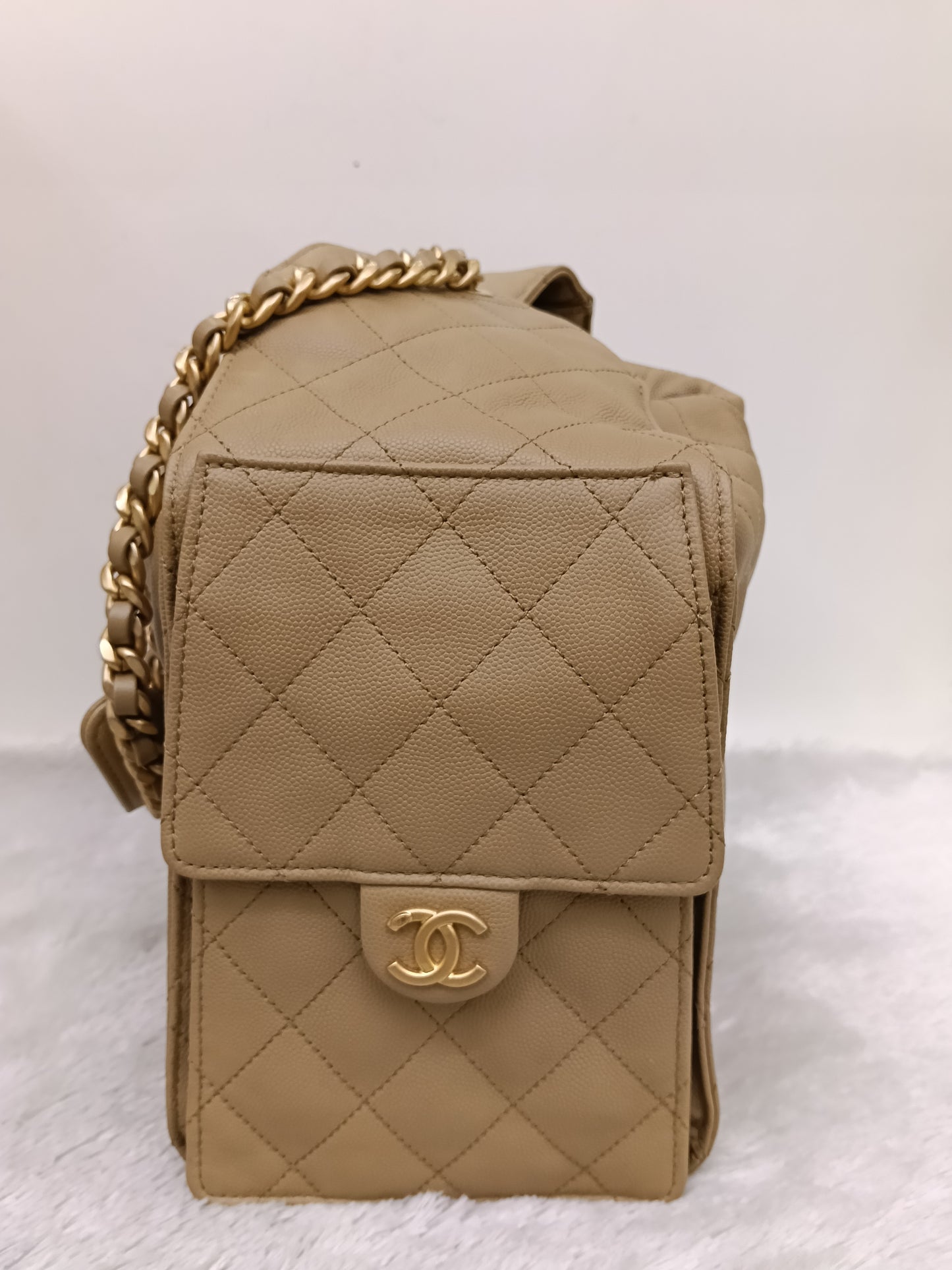 Chanel C25 Medium Caviar Dark Beige GHW (CHIP)