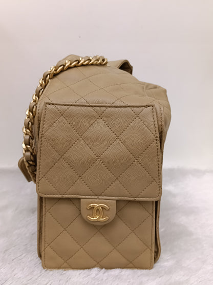 Chanel C25 Medium Caviar Dark Beige GHW (CHIP)