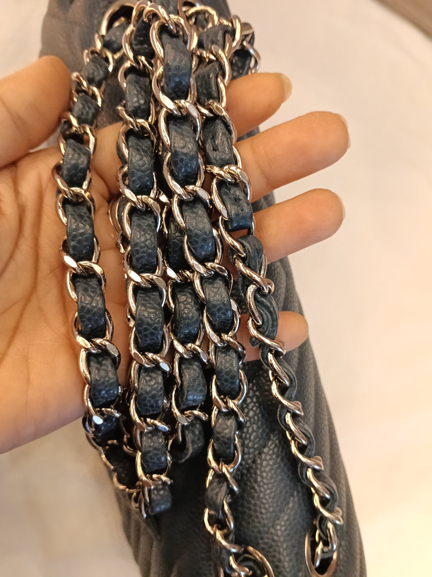 Chanel Medium Chevron Caviar Blue SHW DF #26