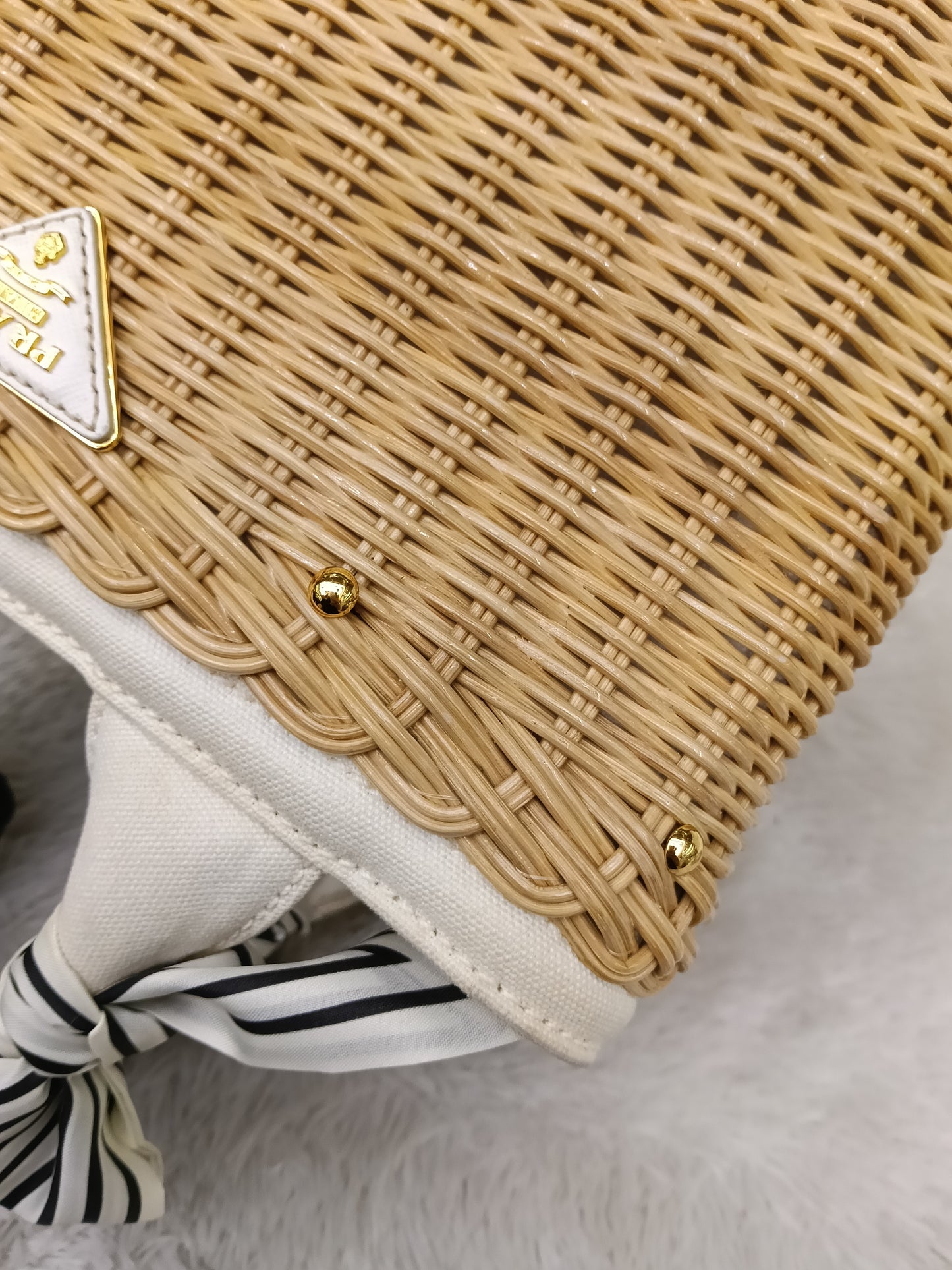 Prada Midollino Canapa Naturale Bianco GHW