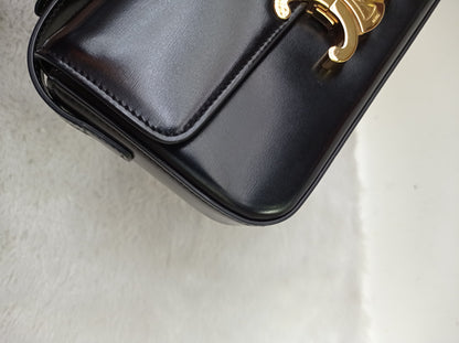 Celine Triomphe Shoulder Calfskin Black GHW 2022